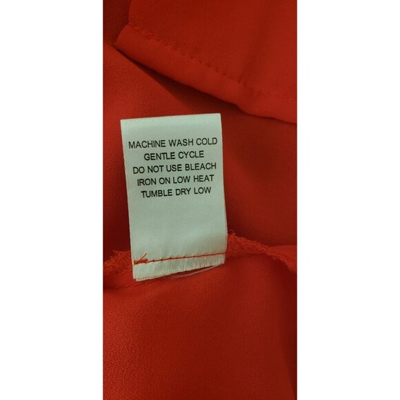 VIOLET AND CLAIRE PLEATED V NECK LONG SLEEVE RED BLOUSE XLARGE - Picture 6 of 7